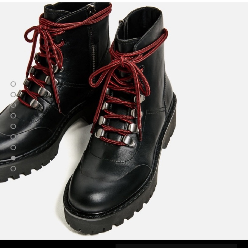 Zara Leather Combat Boots